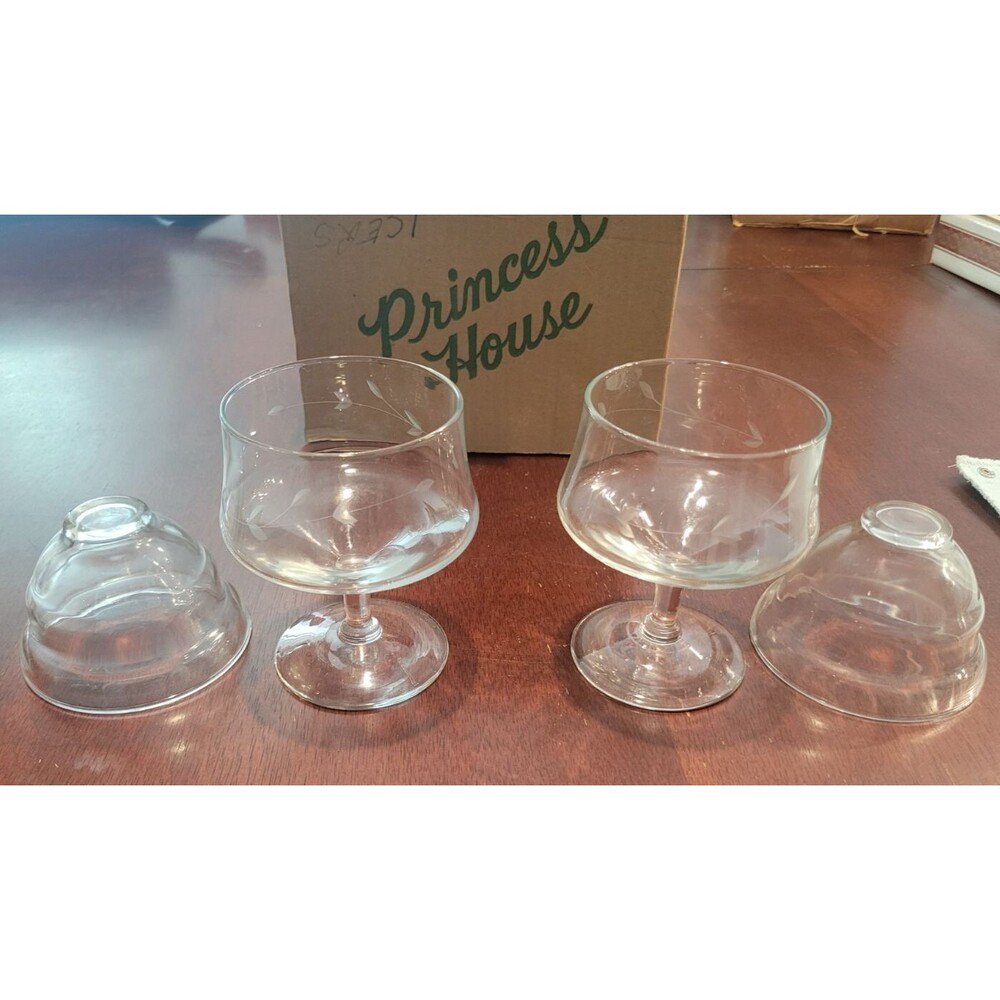 VTG Princess House Crystal Set of 2 Icers/Liners #816 Shrimp Cocktail with Box